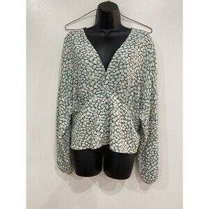 Abercrombie & Fitch Size XL Green Women's Floral Smocked Waist Peplum Blouse